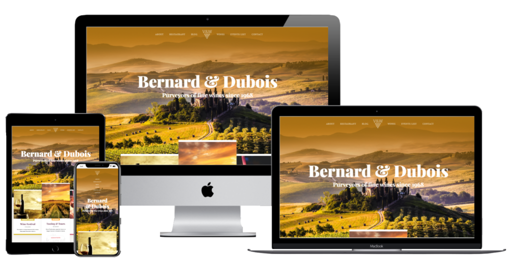 All-inclusive, responsive Website Design (image shows website displayed on multiple devices with different sized screens.