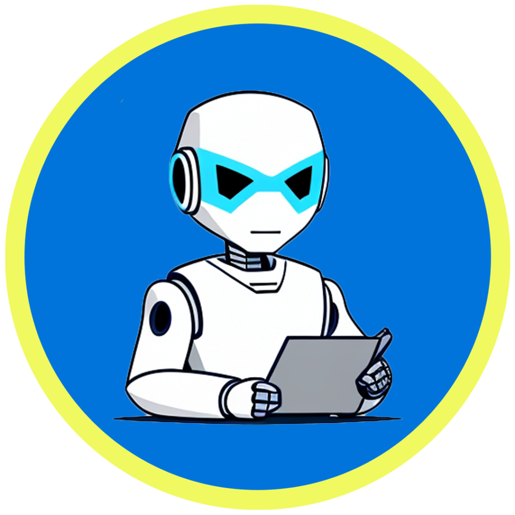 AI Blog Writing service represented with vector image of a robot.